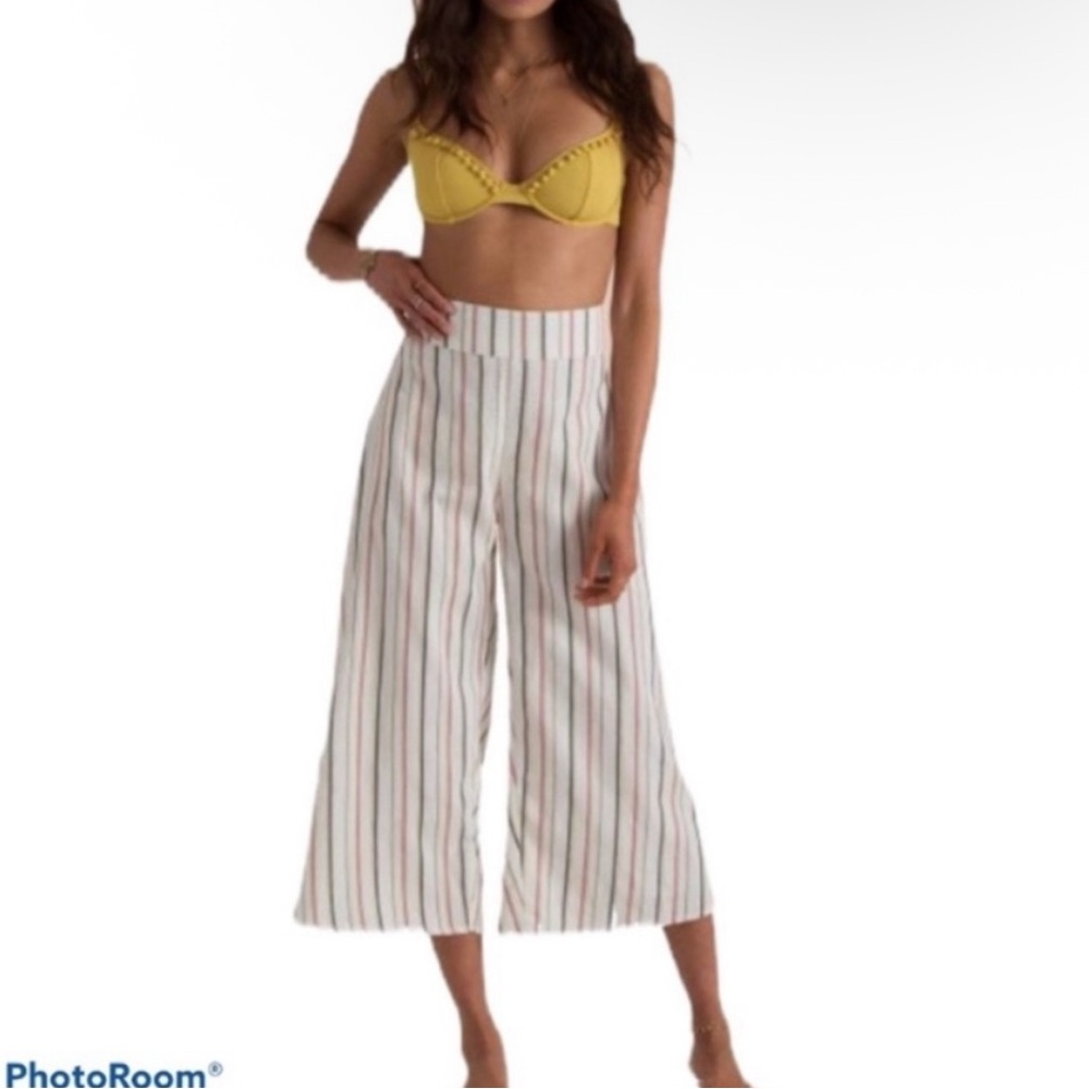 Billabong Sincerely Jules Pants Striped Wide Crop Women 28 beach summer coastal